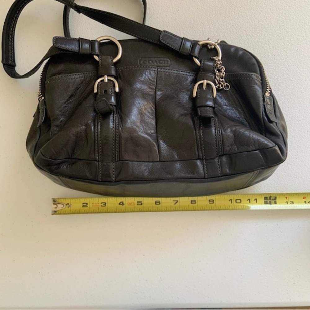 Coach Bonnie Satchel Black Leather Y2K Shoulder Bag 12695 Silver Hardware - Picture 10 of 13